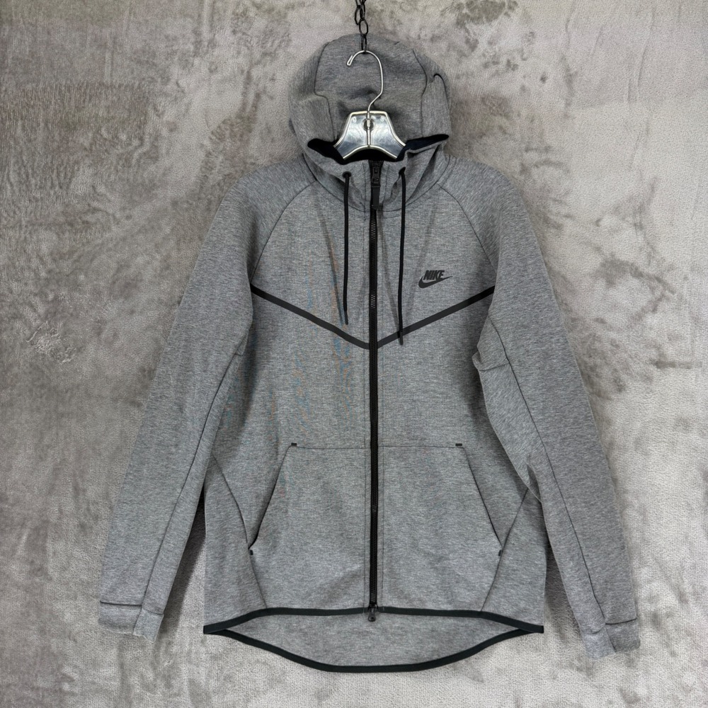 Nike Tech Fleece Full Zip Hoodie Mens Medium Gray Black‎ 805144-091 Sweatshirt